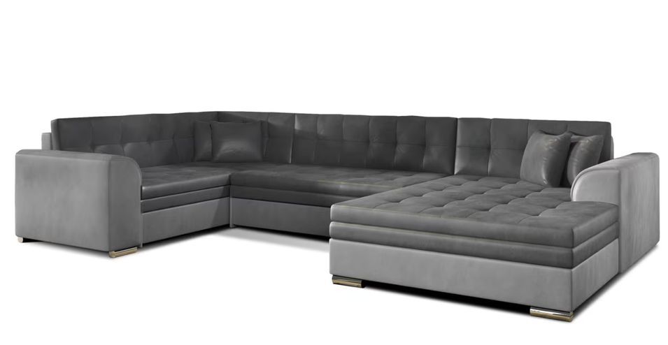 Canapé panoramique convertible DIANO en velours – 338 cm - Photo n°1