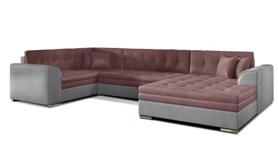 Canapé panoramique convertible DIANO velours - Photo n°1