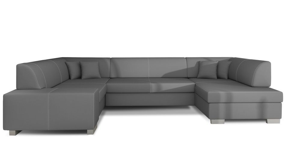 Canapé panoramique convertible HOUSTON en simili cuir avec coffre de rangement - Photo n°1