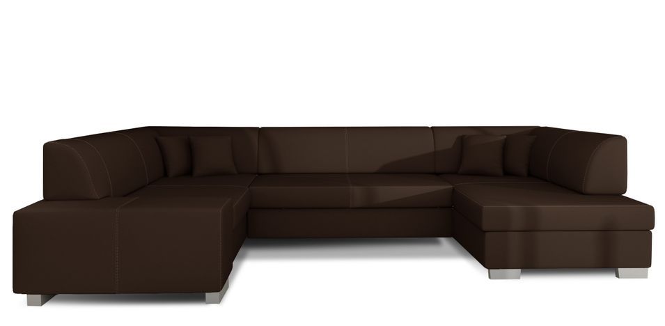 Canapé panoramique convertible HOUSTON en simili cuir avec coffre de rangement - Photo n°1