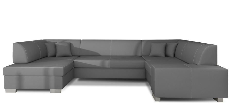Canapé panoramique convertible HOUSTON en simili cuir avec coffre de rangement - Photo n°1