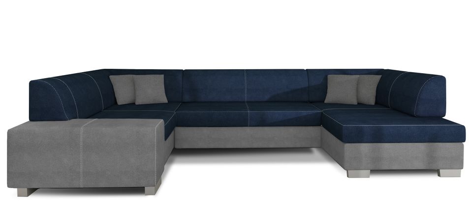 Canapé panoramique convertible HOUSTON en velours avec coffre de rangement - Photo n°1