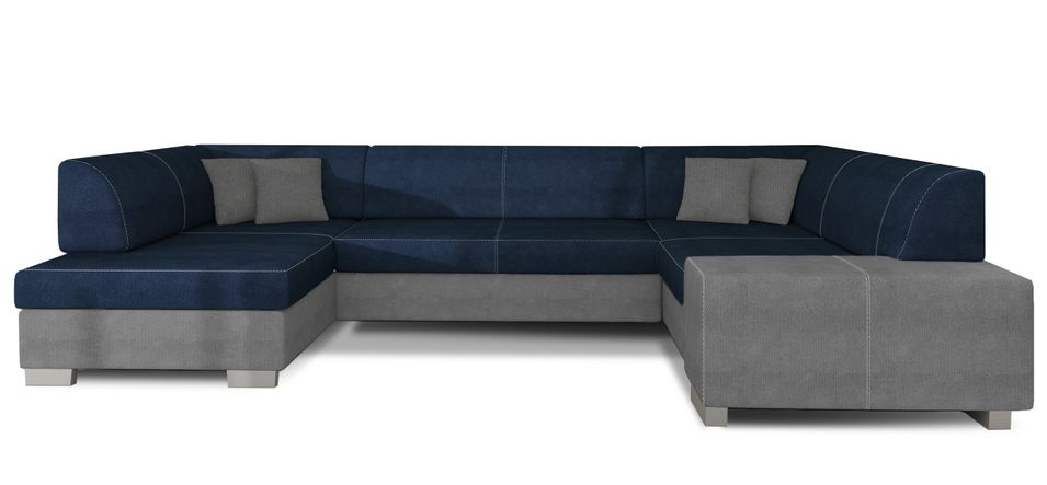 Canapé panoramique convertible HOUSTON en velours avec coffre de rangement - Photo n°1