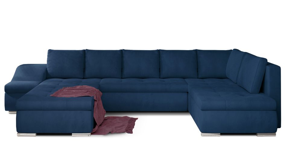 Canapé panoramique convertible JONAZ velours - Rangement integré - Photo n°1