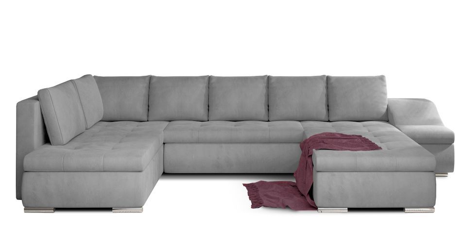 Canapé panoramique convertible JONAZ velours - Rangement integré - Photo n°1