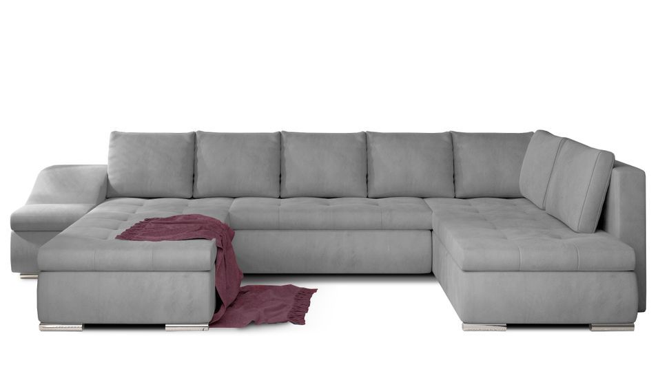 Canapé panoramique convertible JONAZ velours - Rangement integré - Photo n°1