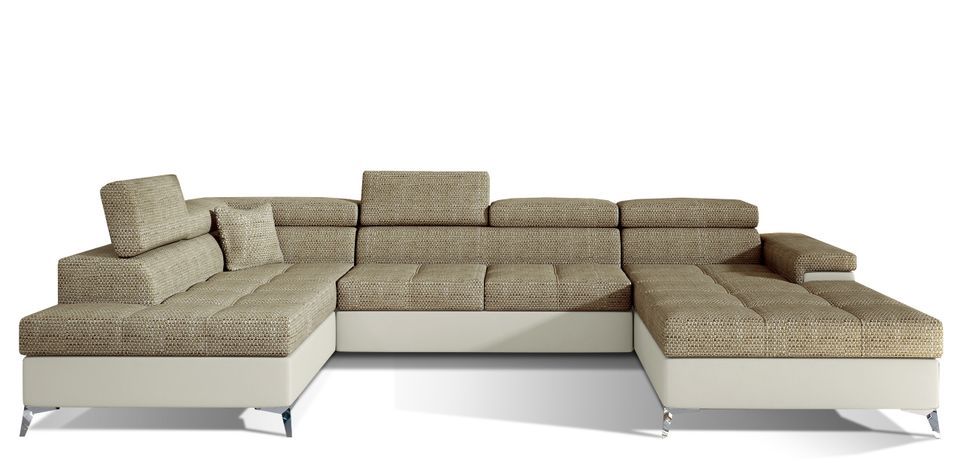 Canapé panoramique convertible KUTTY - Rangement et appuie-têtes réglables - Photo n°1