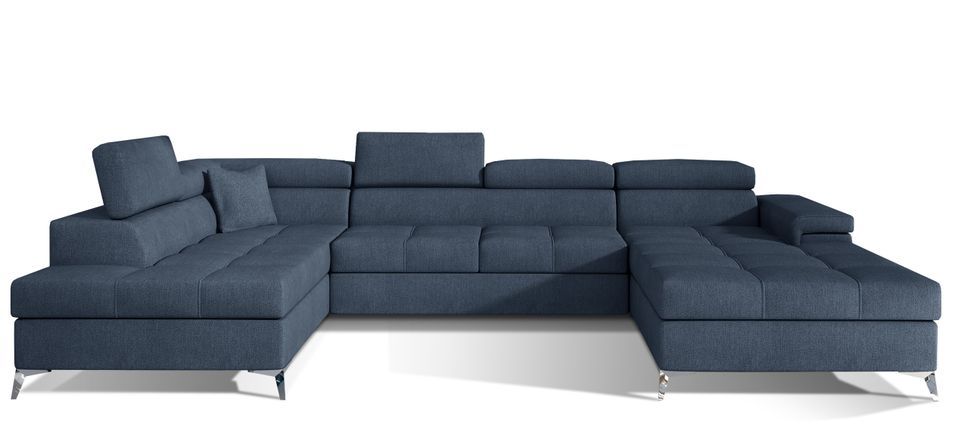 Canapé panoramique convertible KUTTY tissu - Rangement et appuie-têtes réglables - Photo n°1