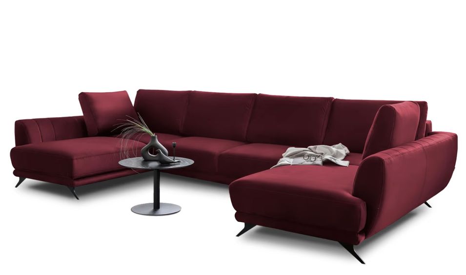 Canapé panoramique convertible LARGOS en velours – 352 cm - Photo n°1