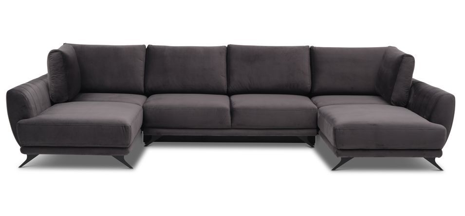 Canapé panoramique convertible LARGOS - Velours irrésistiblement douillet - Photo n°1