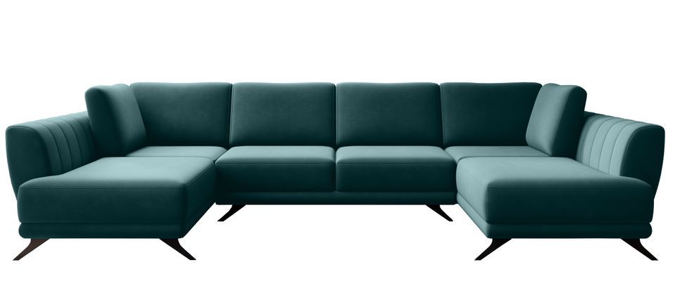 Canapé panoramique convertible LARGOS - Velours irrésistiblement douillet - Photo n°1