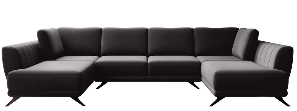 Canapé panoramique convertible LARGOS - Velours irrésistiblement douillet - Photo n°1