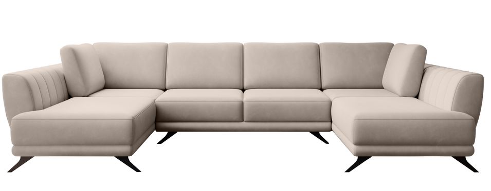 Canapé panoramique convertible LARGOS - Velours irrésistiblement douillet - Photo n°1