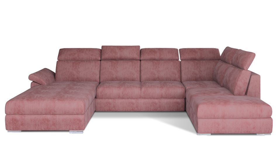 Canapé panoramique convertible LEVANO velours - Rangement et appuie-têtes réglables - Photo n°1