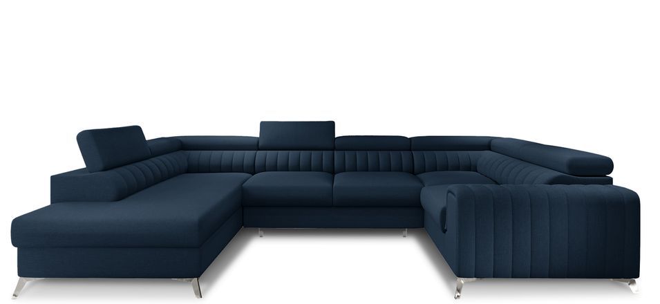 Canapé panoramique convertible LOUVE tissu - Rangement et têtières réglables - Photo n°1