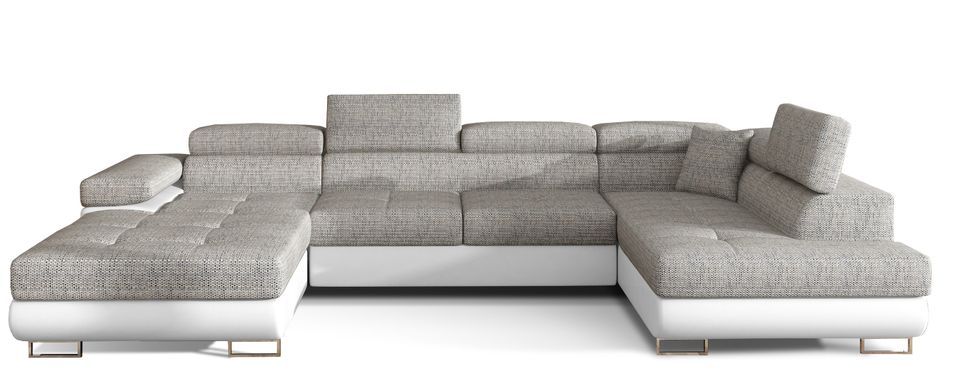 Canapé panoramique convertible ROMANO - Rangement et appuie-têtes réglables - Photo n°1