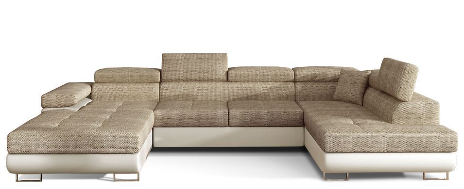 Canapé panoramique convertible ROMANO - Rangement et appuie-têtes réglables - Photo n°1