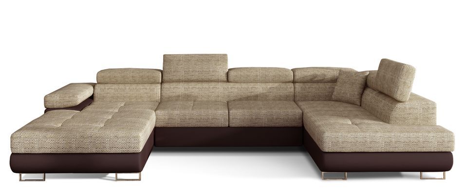 Canapé panoramique convertible ROMANO - Rangement et appuie-têtes réglables - Photo n°1