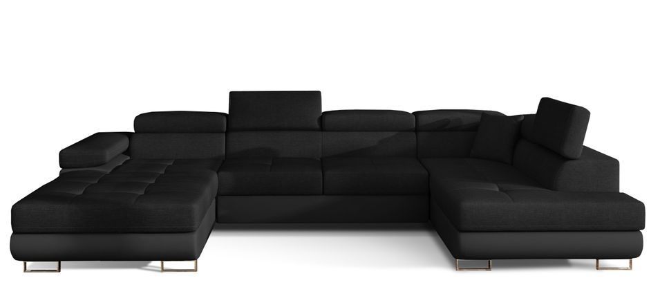 Canapé panoramique convertible ROMANO - Rangement et appuie-têtes réglables - Photo n°1