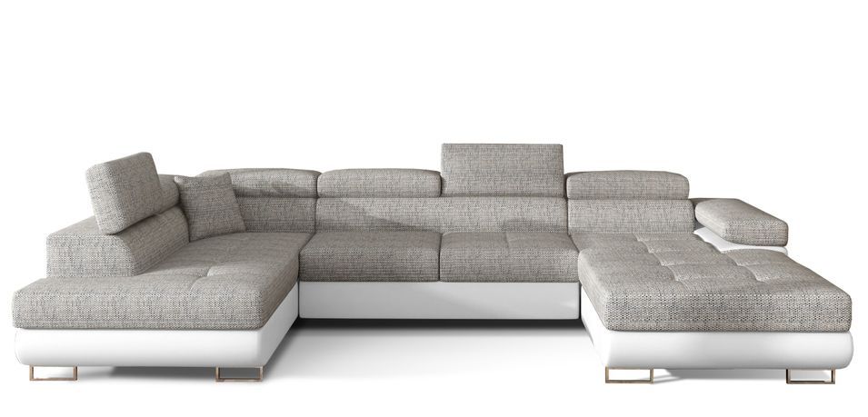 Canapé panoramique convertible ROMANO - Rangement et appuie-têtes réglables - Photo n°1