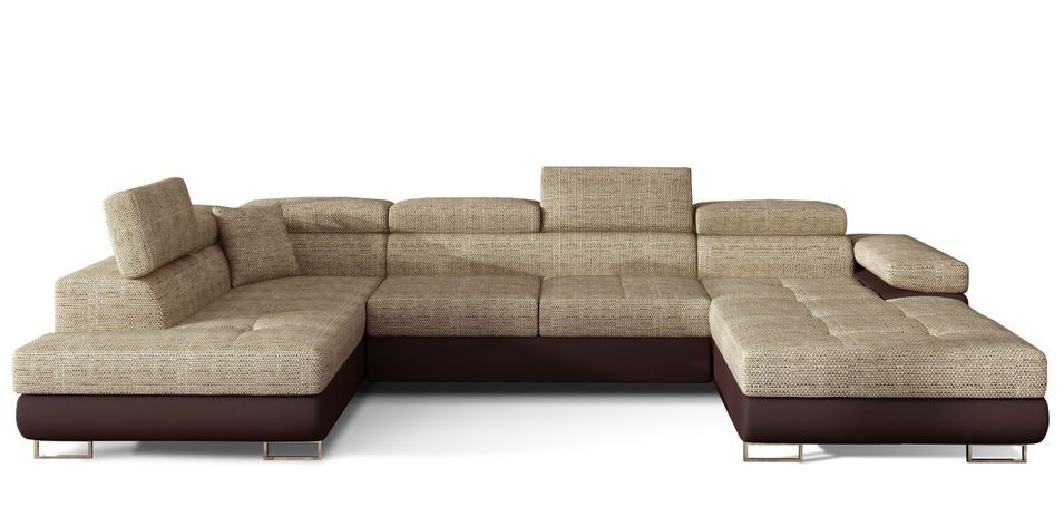 Canapé panoramique convertible ROMANO - Rangement et appuie-têtes réglables - Photo n°1