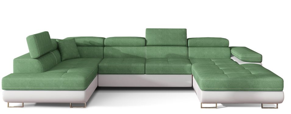 Canapé panoramique convertible ROMANO - Rangement et appuie-têtes réglables - Photo n°1