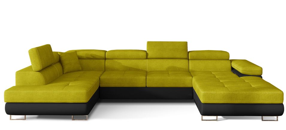 Canapé panoramique convertible ROMANO - Rangement et appuie-têtes réglables - Photo n°1