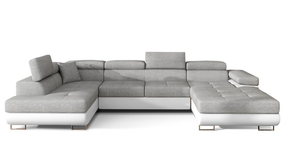 Canapé panoramique convertible ROMANO - Rangement et appuie-têtes réglables - Photo n°1