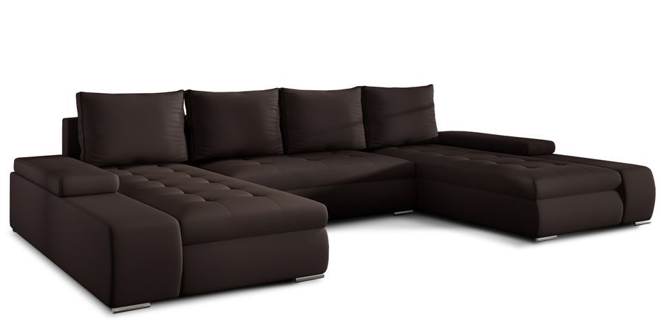 Canapé panoramique convertible TINO en simili cuir avec rangement - Photo n°1