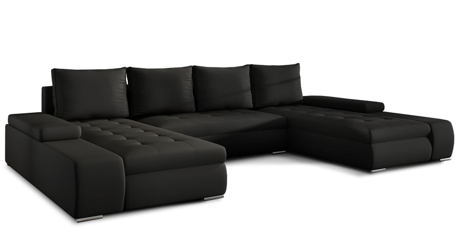 Canapé panoramique convertible TINO en simili cuir avec rangement - Photo n°1