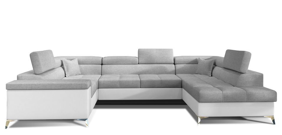 Canapé panoramique convertible TRIANO Bi matière - têtières réglables - Photo n°1