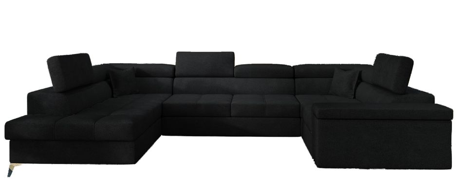 Canapé panoramique convertible TRIANO velours - têtières réglables - Photo n°1