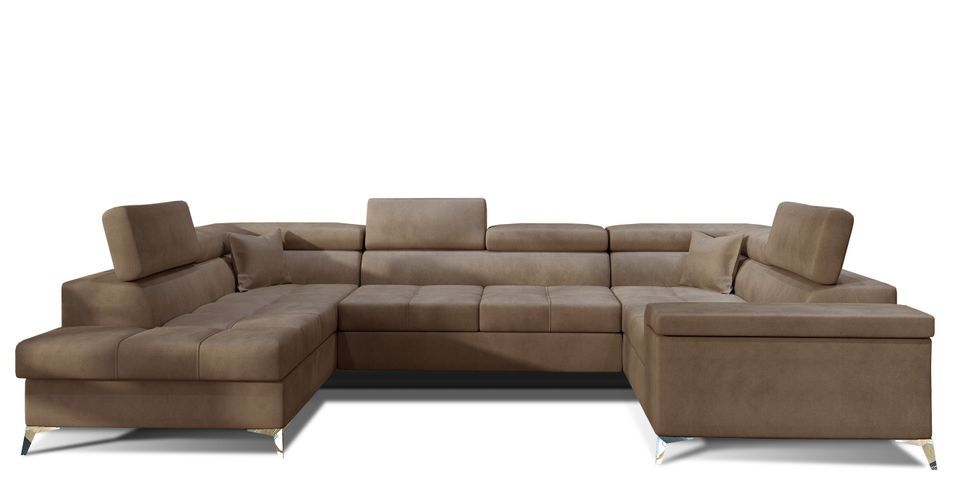 Canapé panoramique convertible TRIANO velours - têtières réglables - Photo n°1