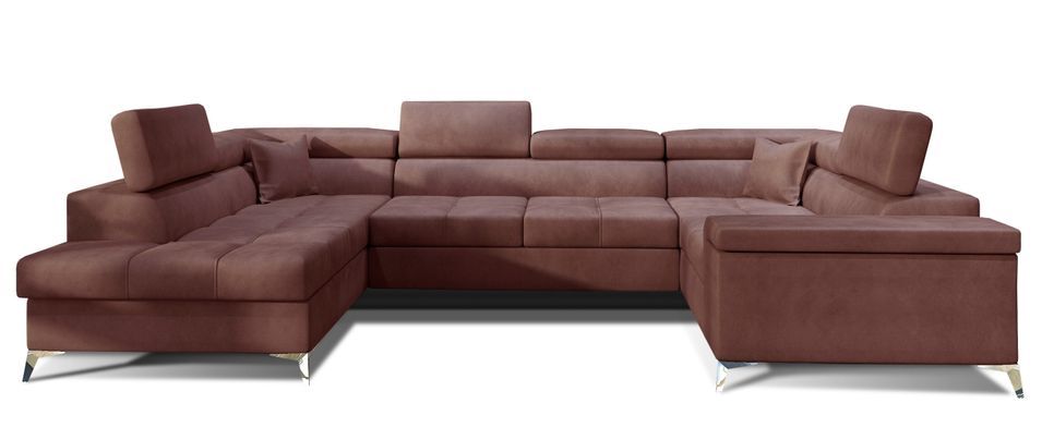 Canapé panoramique convertible TRIANO velours - têtières réglables - Photo n°1