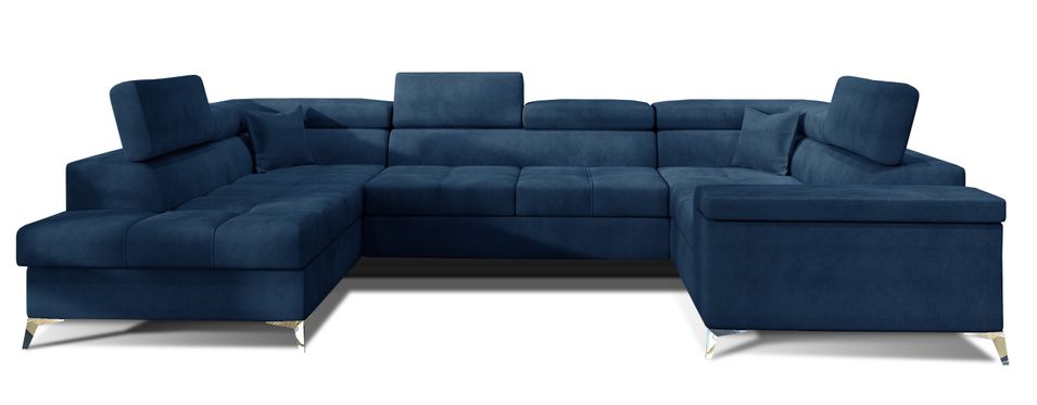 Canapé panoramique convertible TRIANO velours - têtières réglables - Photo n°1