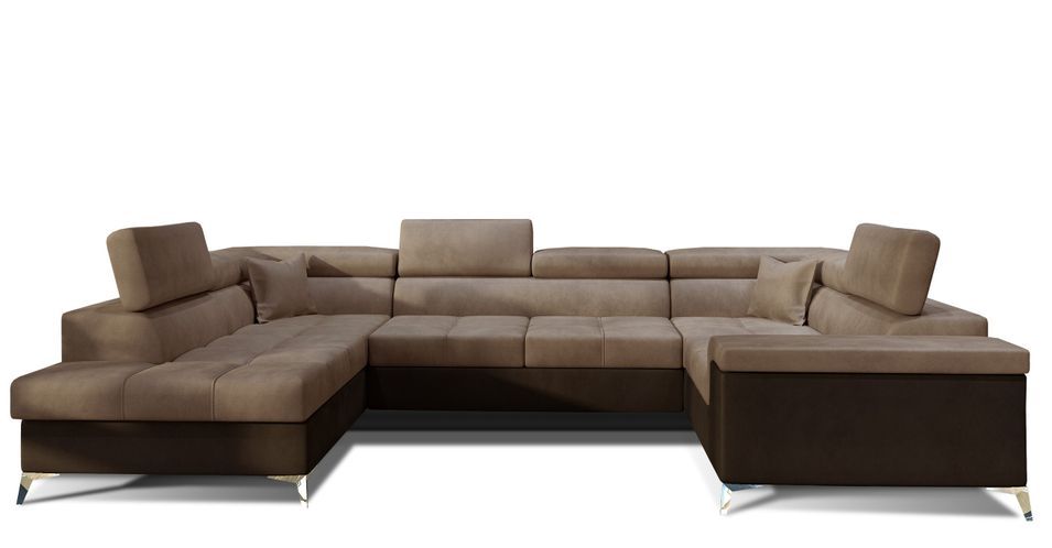 Canapé panoramique convertible TRIANO velours - têtières réglables - Photo n°1