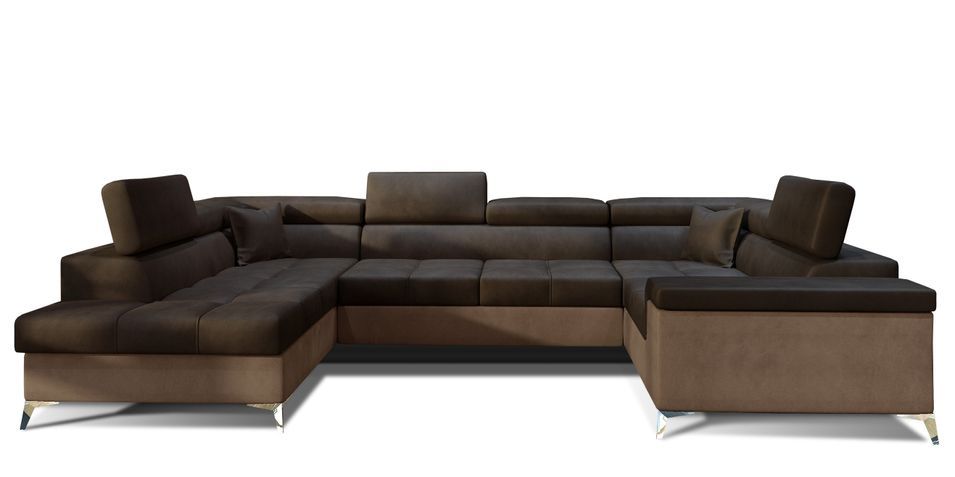 Canapé panoramique convertible TRIANO velours - têtières réglables - Photo n°1