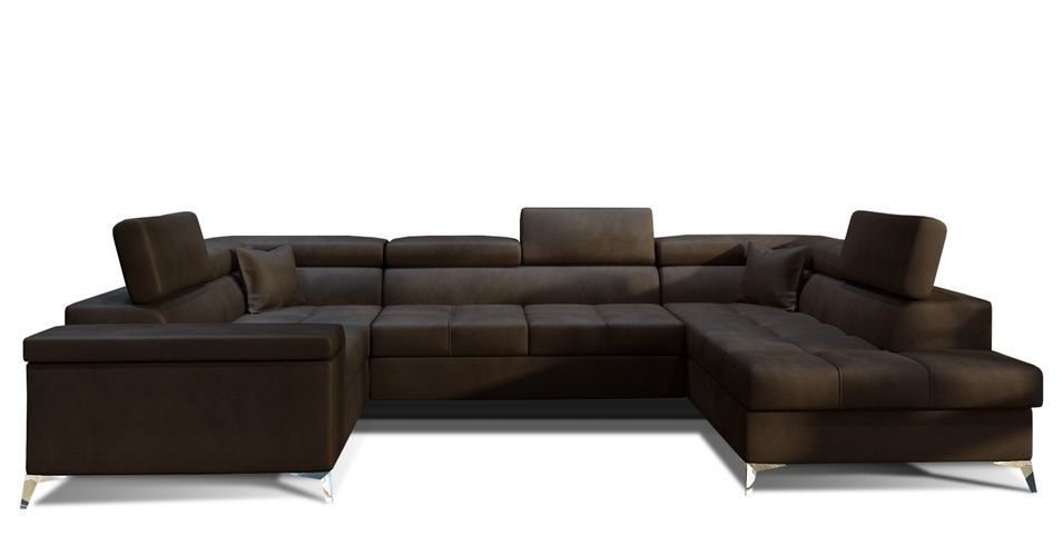 Canapé panoramique convertible TRIANO velours - têtières réglables - Photo n°1