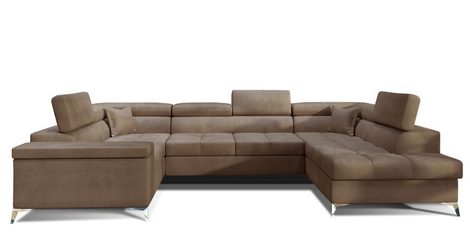 Canapé panoramique convertible TRIANO velours - têtières réglables - Photo n°1