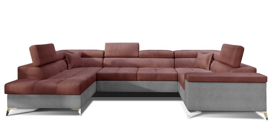 Canapé panoramique convertible TRIANO velours - têtières réglables - Photo n°1