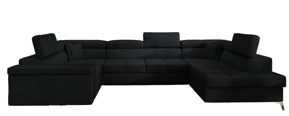 Canapé panoramique convertible TRIANO velours - têtières réglables - Photo n°1