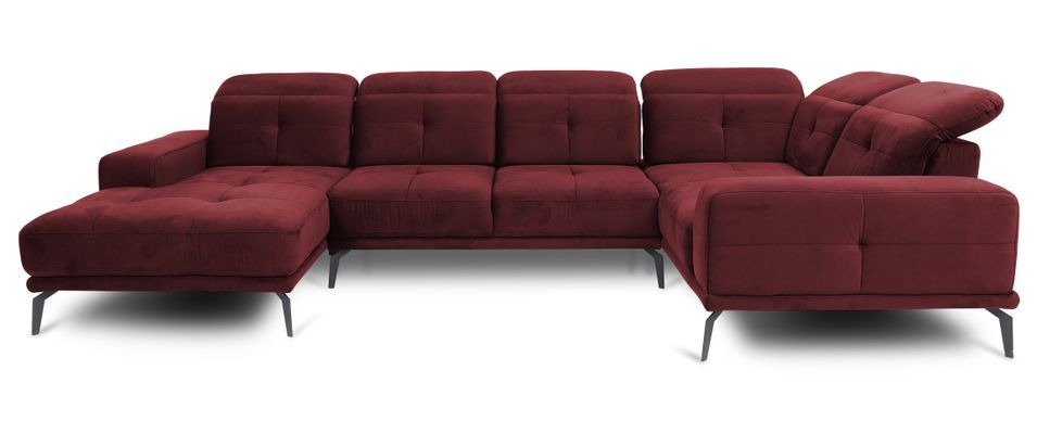 Canapé panoramique design SKAW velours - Têtières réglables - Photo n°1