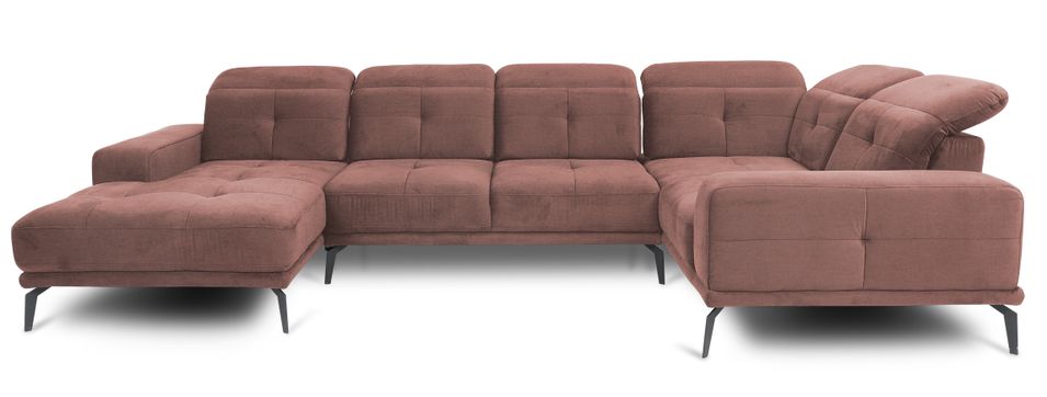 Canapé panoramique design SKAW velours - Têtières réglables - Photo n°1