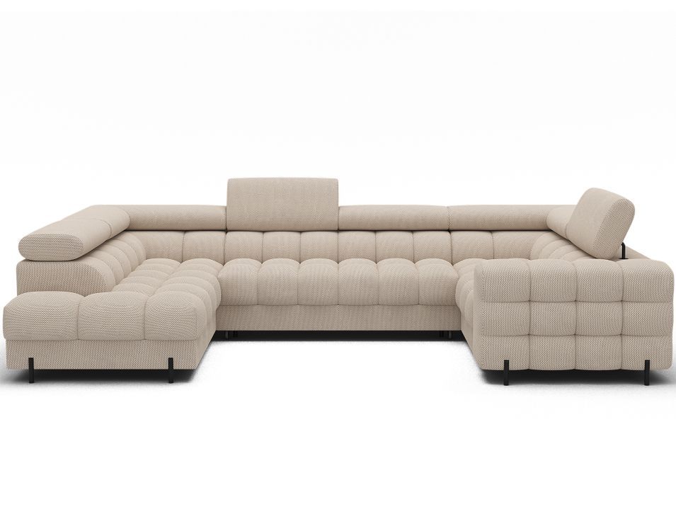 Canapé panoramique en U convertible KARBON avec coffre – Tissu 346 cm - Photo n°1