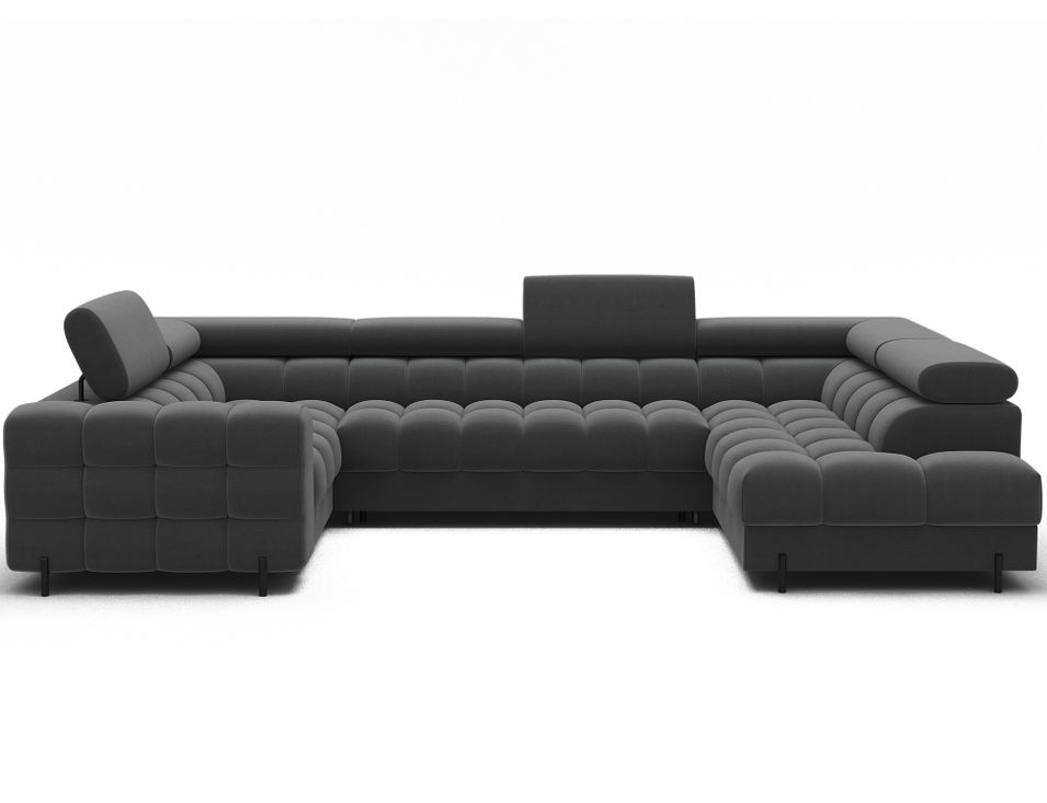 Canapé panoramique en U convertible KARBON avec coffre – Tissu 346 cm - Photo n°1