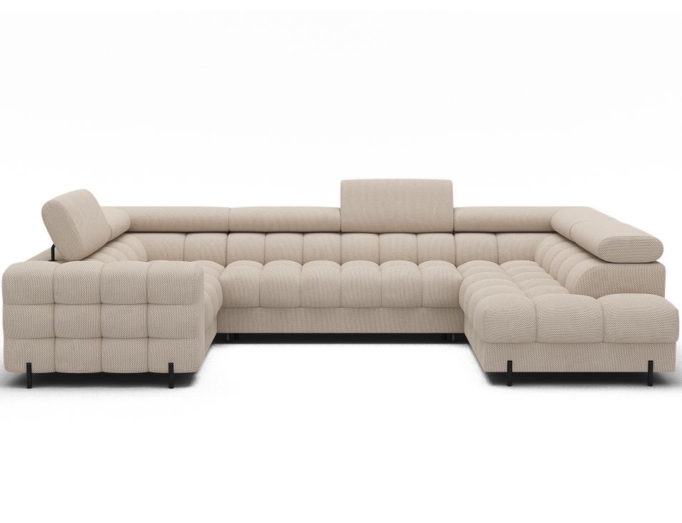Canapé panoramique en U convertible KARBON avec coffre – Tissu 346 cm - Photo n°1