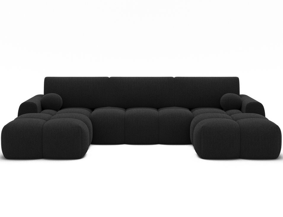 Canapé panoramique en U VANITY convertible – Tissu bouclette & coffre de rangement - 319 cm - Photo n°1