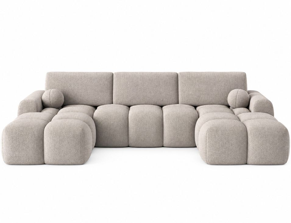 Canapé panoramique en U VANITY convertible – Tissu bouclette & coffre de rangement - 319 cm - Photo n°1