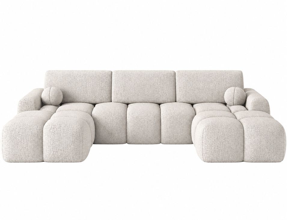 Canapé panoramique en U VANITY convertible – Tissu texturé & coffre de rangement - 319 cm - Photo n°1