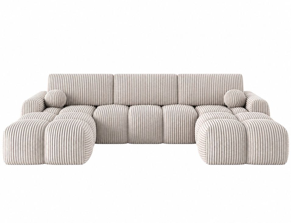 Canapé panoramique en U VANITY convertible – Velours côtelé & coffre intégré - 319 cm - Photo n°1